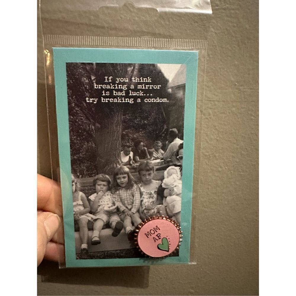 Primitives by Kathy Mom AF Pink Enamel Pin on Gift Card Humor Gag Gift New